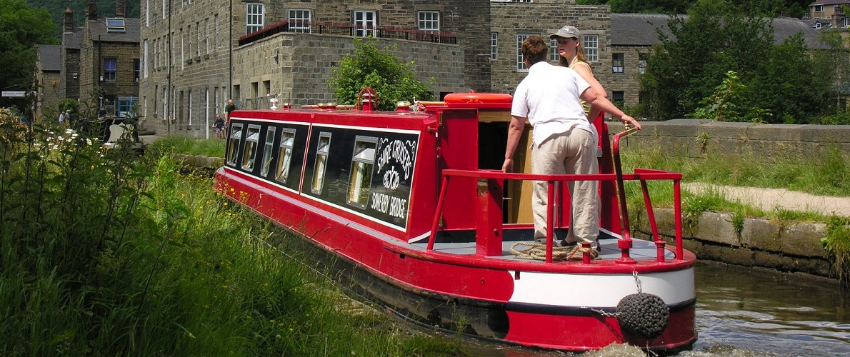 Rochdale Canal - hire boat at Hebden Bridge
