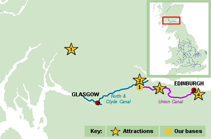 Scotland Canal map - boating holiday on the Scottish Canals