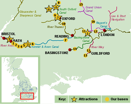 South England Canals & Rivers boating holiday map