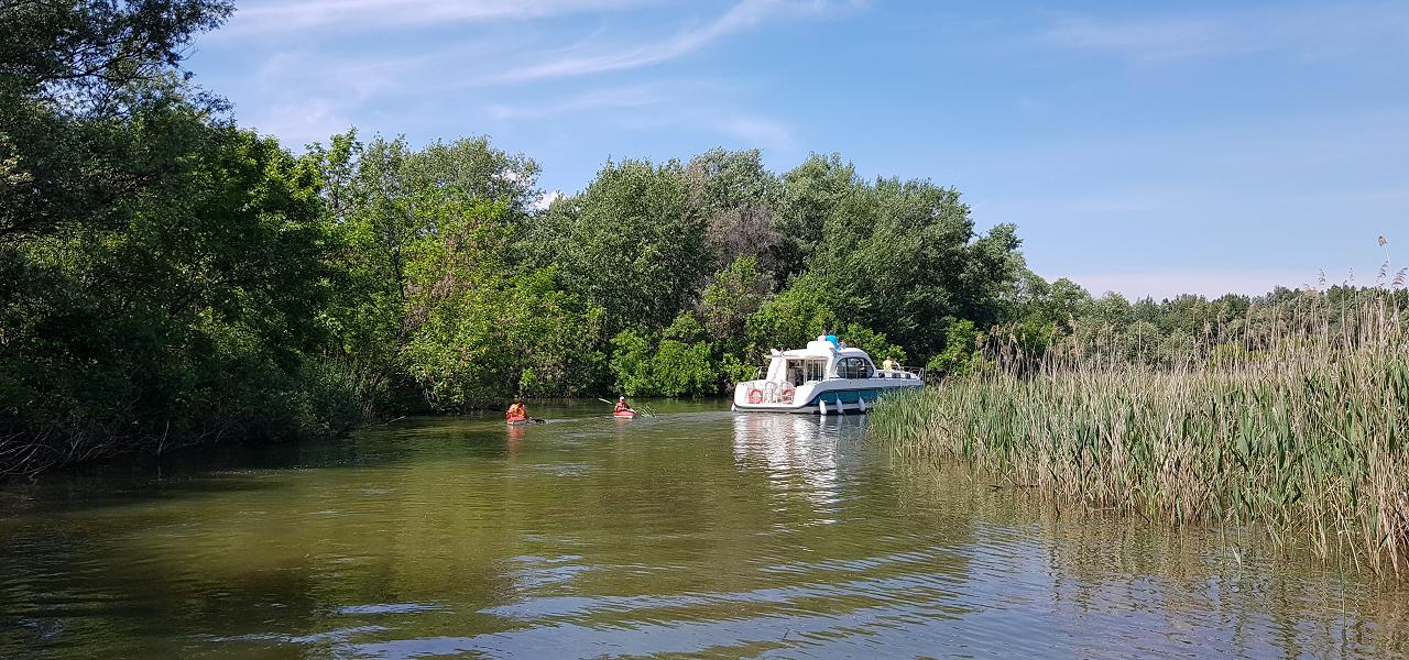 Boating on the river in Hungary