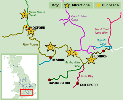 River Thames boating holiday map