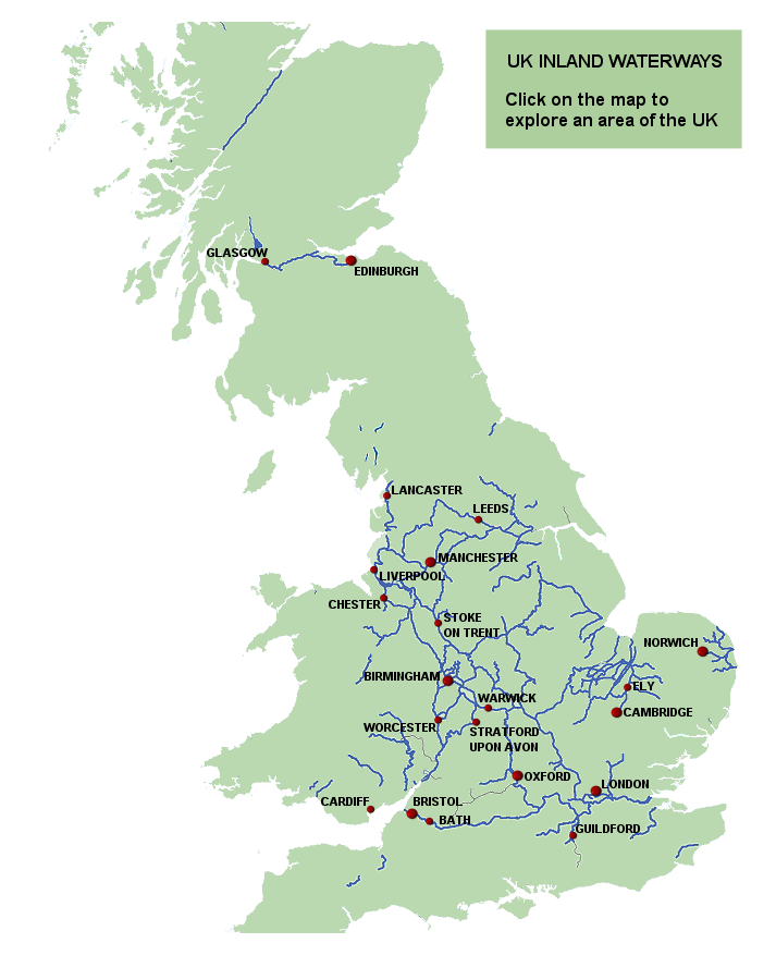 UK Canal & River Boating Holidays Map - the Inland Waterways